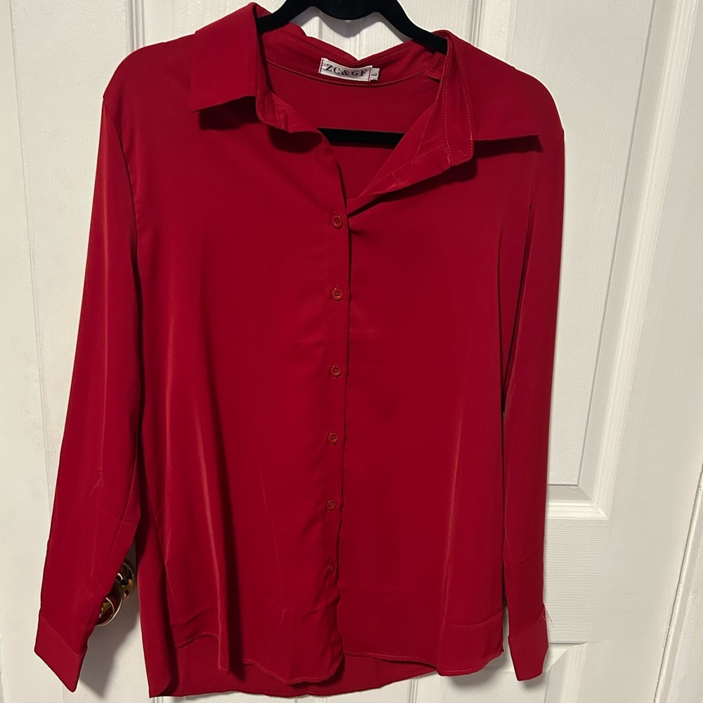 Zara Vibrant Red Button-Down Shirt